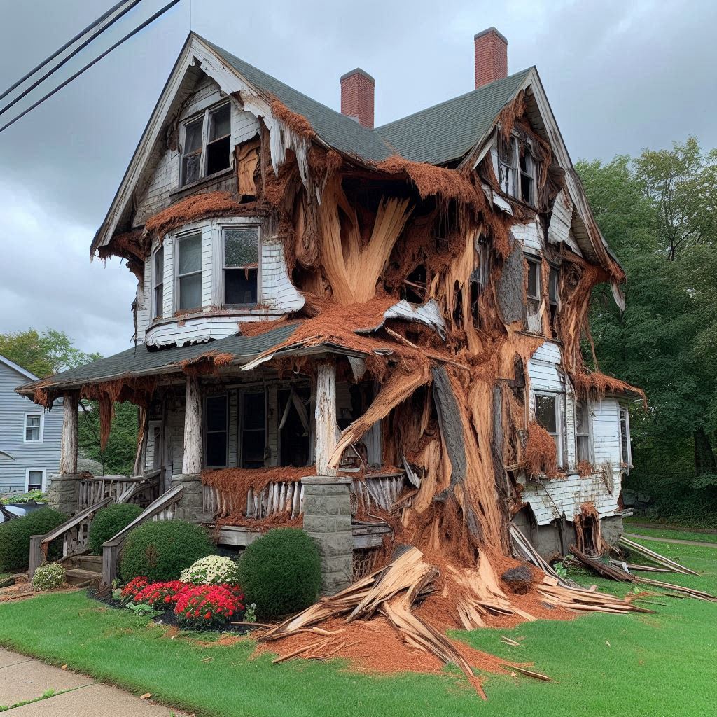 Signs Your Braintree Home Needs a Tree Inspection Damaged tree on an Braintree home showing signs of disease and decay